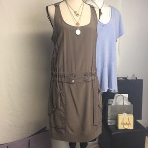 BCBGMaxAzria Silk Dusty Olive Cargo Tank Dress, M